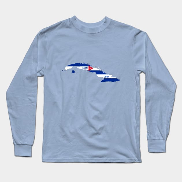 Cuba flag & map Long Sleeve T-Shirt by Travellers